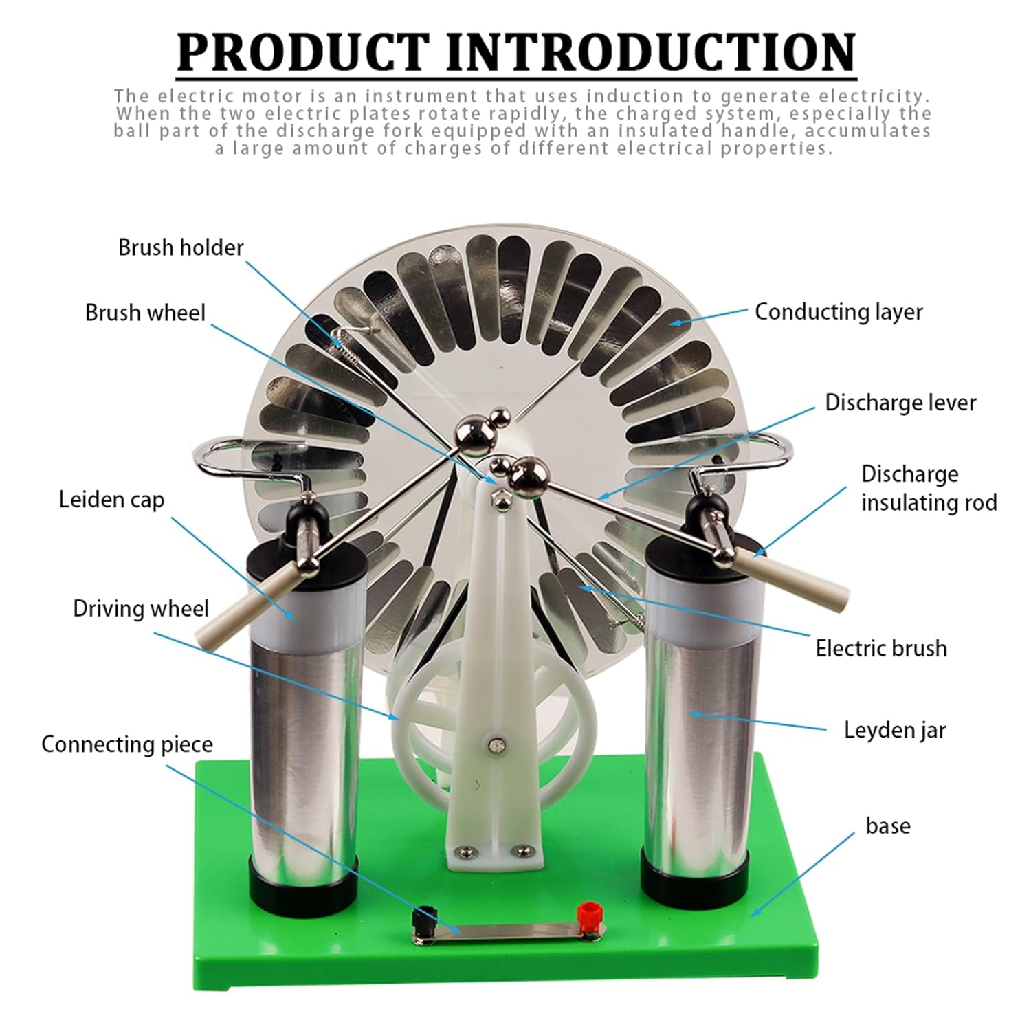 Static Electricity Generator, Portable Static Machine for Physics Experiment, Electrostatic Induction Generator for Classroom Lab