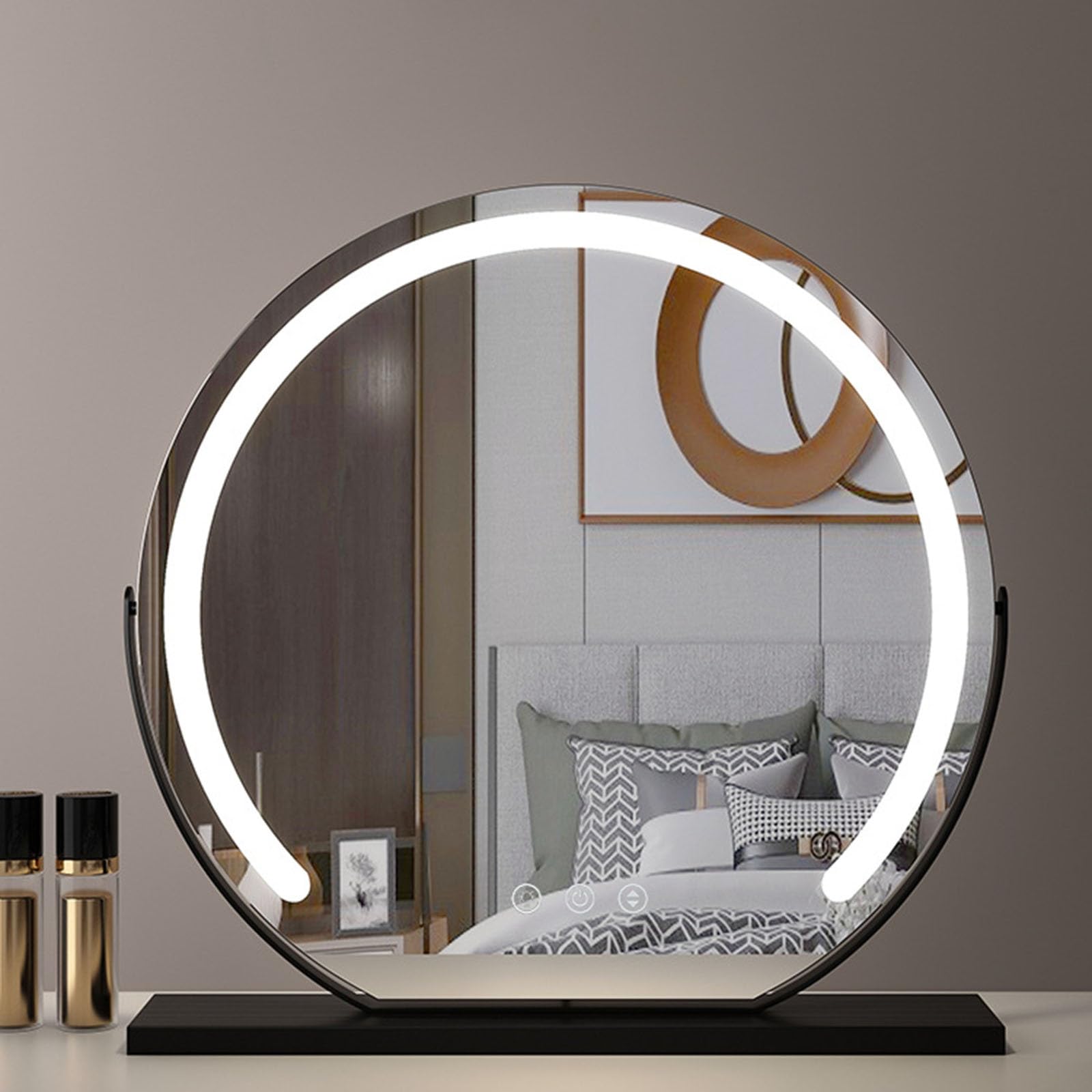 Espejo de tocador con luces LED y pantalla táctil inteligente para dormitorio