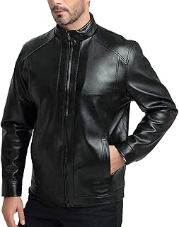 Jaqueta de Couro Sintético Masculino para Motociclista Gola Alta à Prova de Vento Casaco Masculino de Couro Sintético