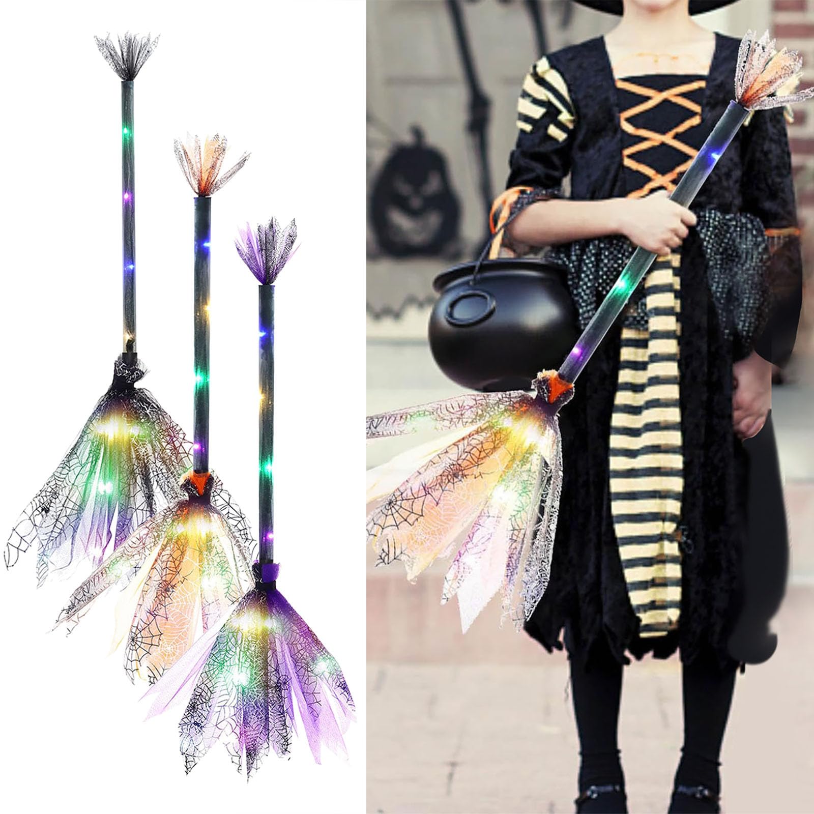Halloween Hexenbesen 90cm - Abnehmbarer Besen Für Kostüme & Dekoration
