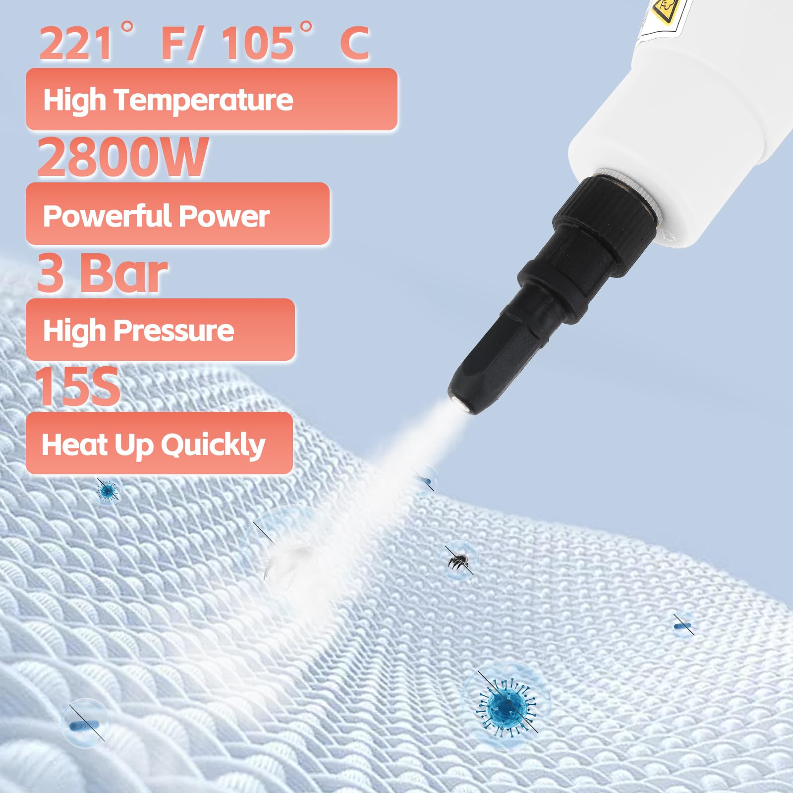 CKductpro Handheld Steamshot Cleaner with Smart Touch Screen,High Pressure Steamer for Cleaning,1100ML Water Tank, Handheld Steam Cleaner for Home, Car, Shower, Kitchen, Bathroom