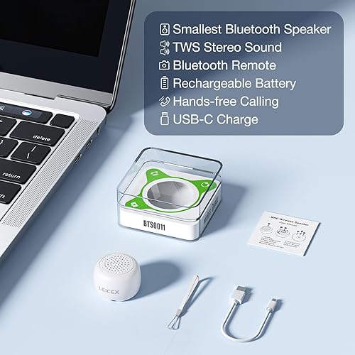 Miniatura 6 de Altavoces Bluetooth Portátiles Inalámbricos, Altavoces de Viaje Bluetooth 5.0 Mini Inalámbricos para Exteriores (Blanco)