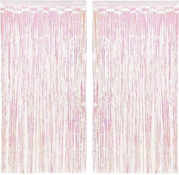 xo, Fetti 2pk Iridescent Fringe Foil Curtain | Party Backdrop Decorations