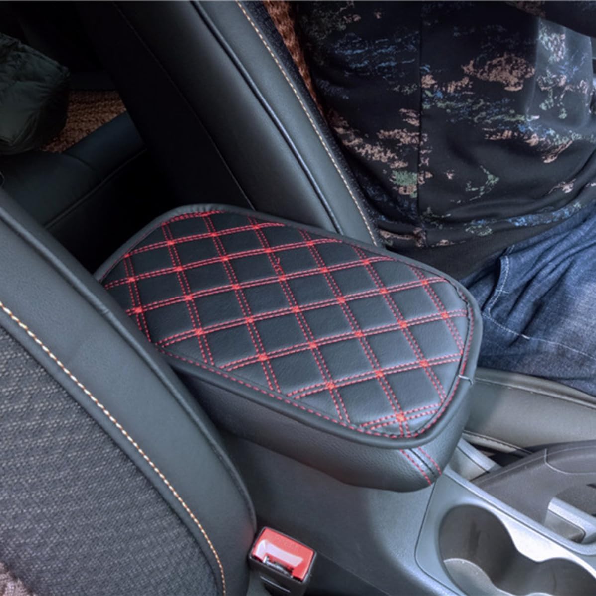 Universal Car Armrest Box Pad Pu Leather Comfortable Center Console Cover Cushion No Modification Required Comfortable Armrest Storage Box Pad for Automotive Interior