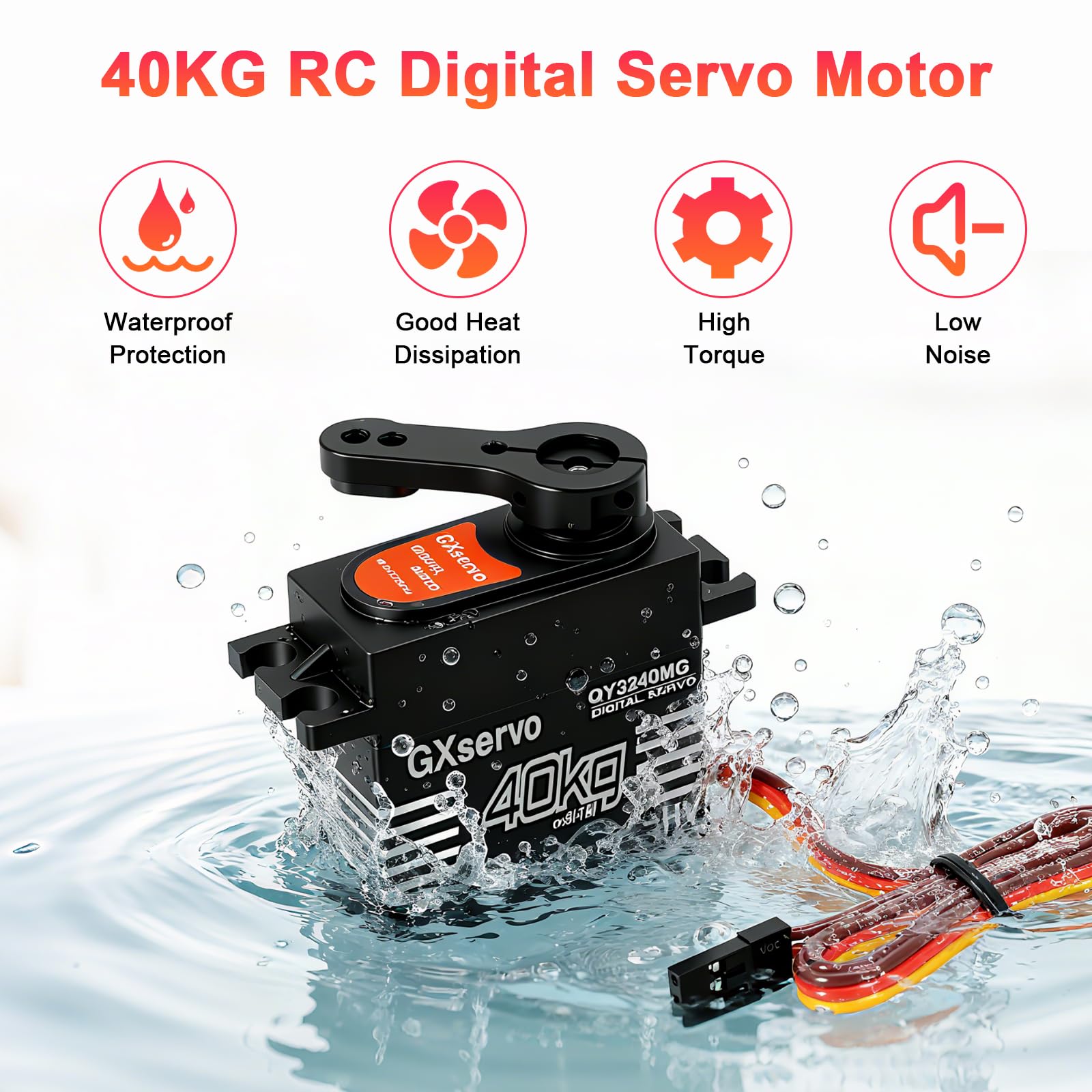2PCS 40KG RC Servo Digitale Metal Servomotore Digitale RC Servo con Ingranaggi in Metallo per Auto RC 1/10 1/8 Elicottero compatibile con Arduino