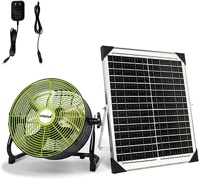 lcocove Battery Operated Fan,Can Running 5-24 Hours, Solar Fan Design For Shed, Home ,Outdoor,with USB Output For Emergency Situation Without Electric