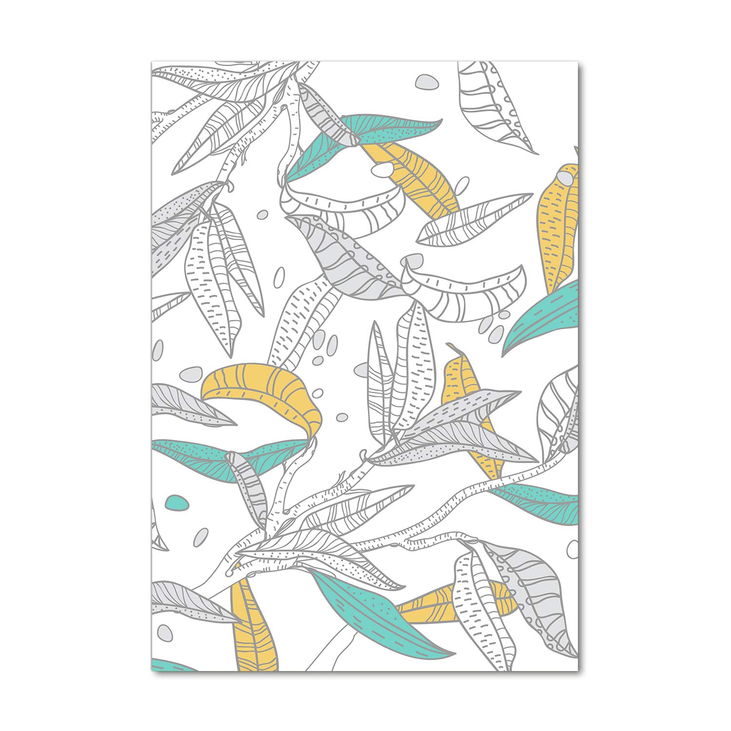 Tableaux pour la mur en verre acrylique haut de gamme motif feuilles bleues 70x100