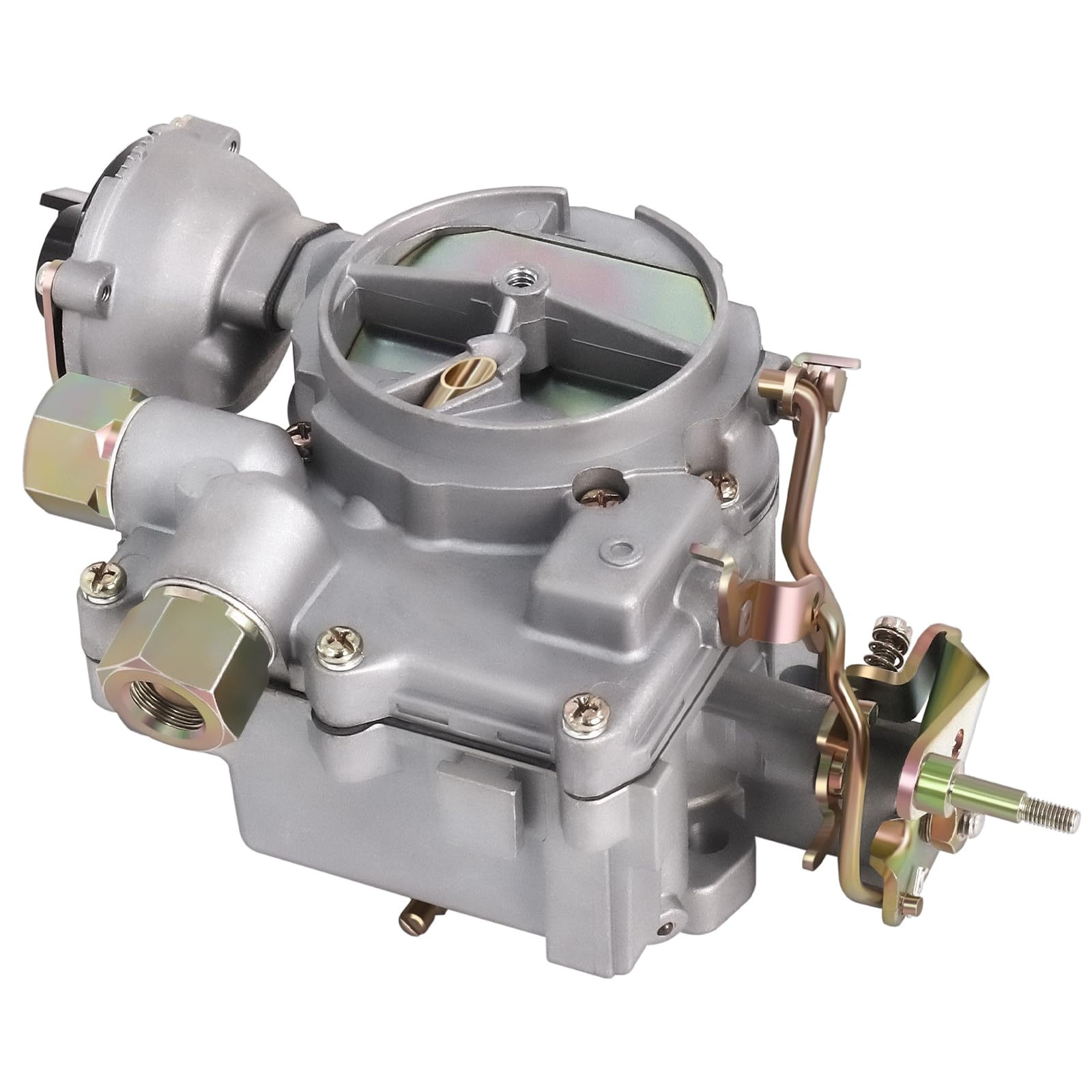 Carburador marino de 2 cuerpos para motores Mercruiser 3.0L 2.5L 4 CIL con estrangulador eléctrico, jets, juntas, tuerca y perno de base de varillaje largo, patrón de orificios de la base 3 3/4 x 2