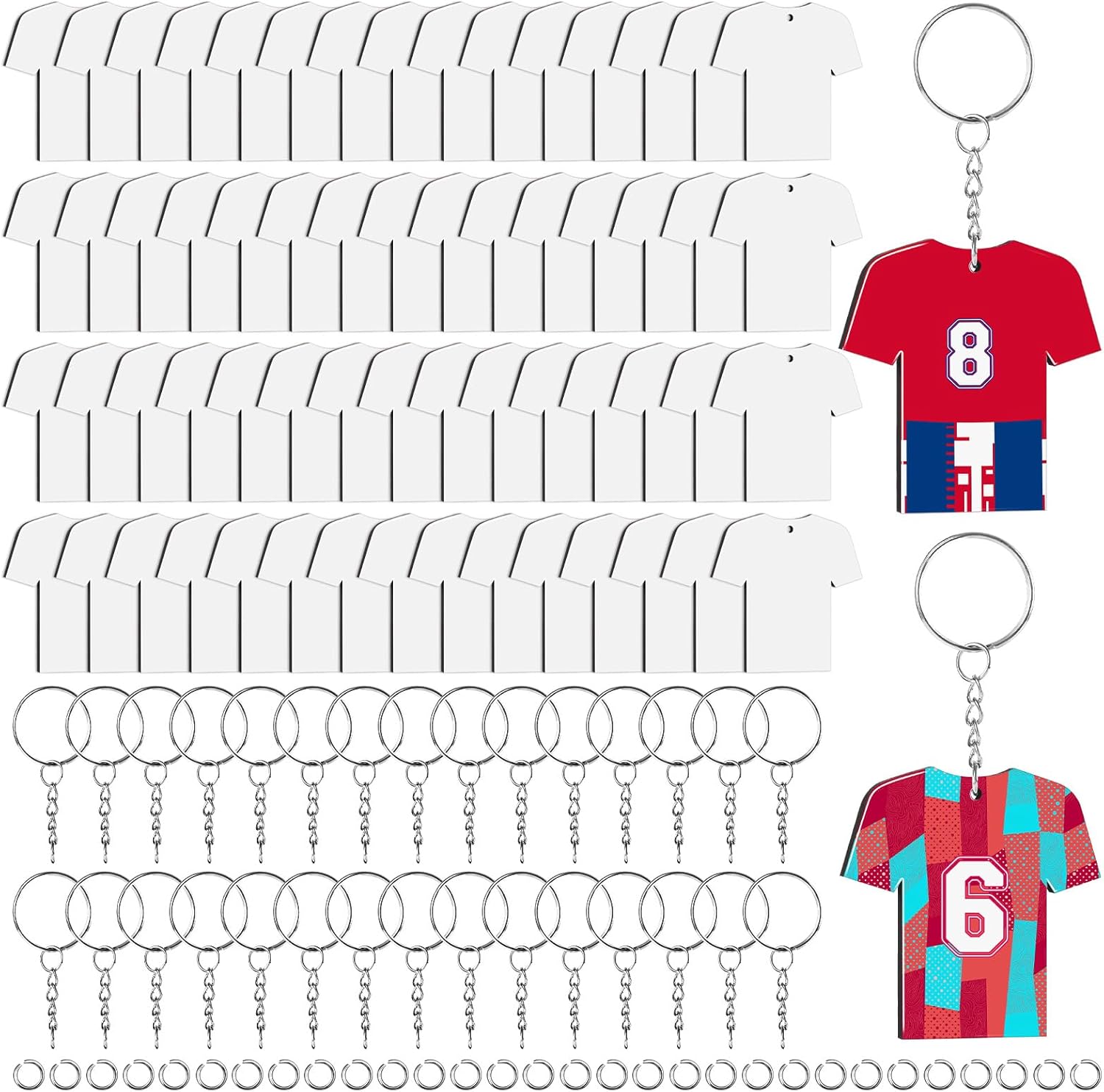 180 Pcs Sublimation Keychain Blanks, Acrylic Shirt Shape Sublimation Keychains Blank Bulk for DIY Key Chains Crafting