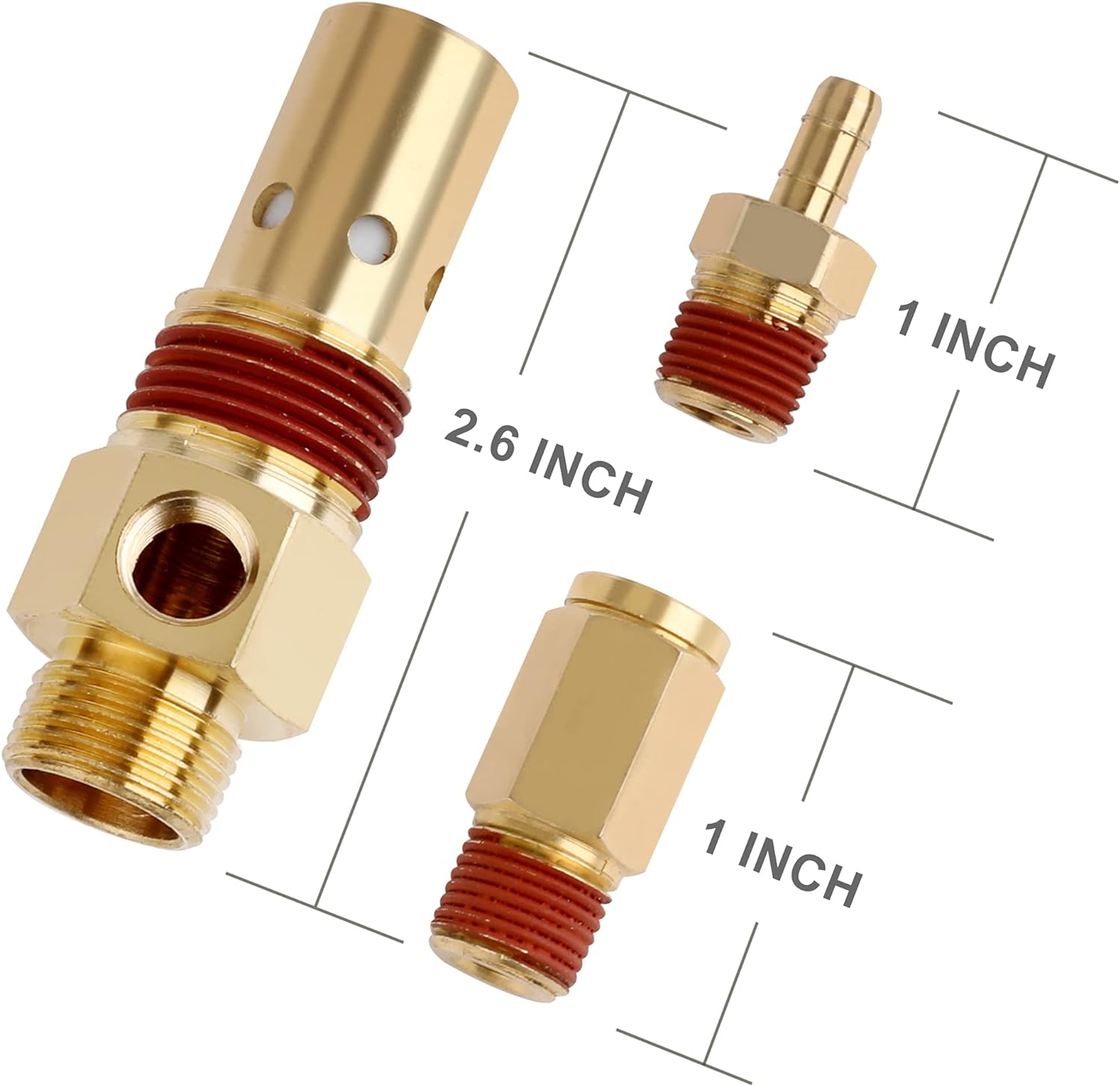 Hromee Air Compressor Replacement Components Brass 1/2 Inch MNPT Compressor in Tank Check Valve Kit with Three Different Unloader Tube Fittings 20 SCFM 4 Pieces