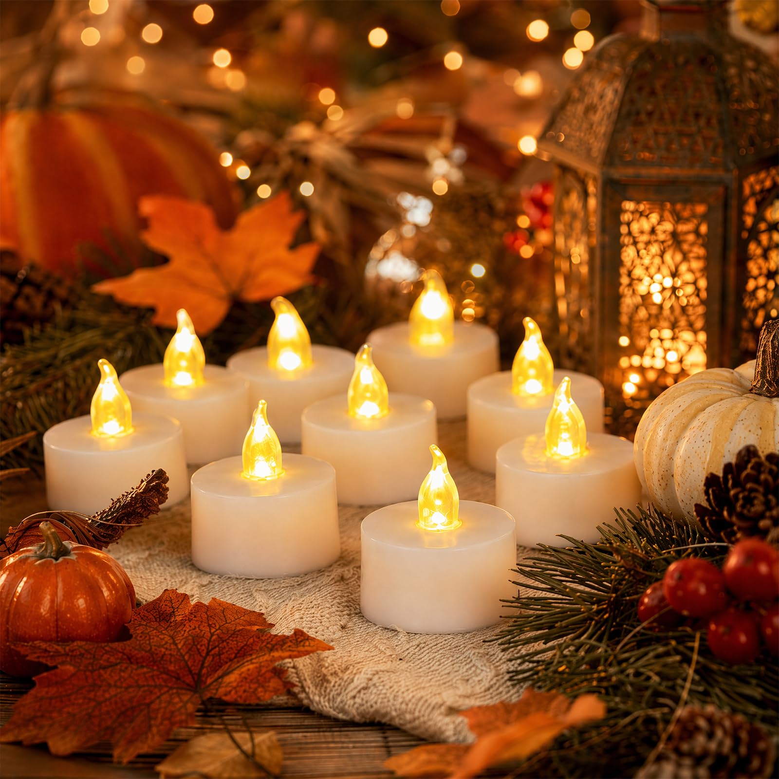 Mepham LED Tea Lights 24 piece Electric Tea Lights and LED Candles, realistically Flashing with Timer, Battery Operated. Perfect Decor for Wedding, Party and Christmas.