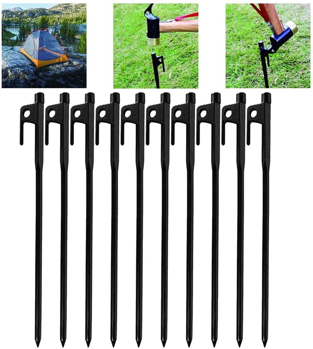 Piquets de tente en acier inoxydable, piquets de tente 10 pièces piquets de tente en acier camping piquets de tente robustes clous/pour camping, randonnée, sac à dos, 20/30/40 cm (taille : 30 cm) (O