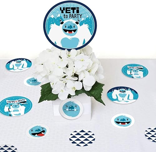 Miniatura 5 de Big Dot of Happiness Yeti to Party - Abominable muñeco de nieve para fiesta o fiesta de cumpleaños, confeti gigante - Decoraciones de fiesta -