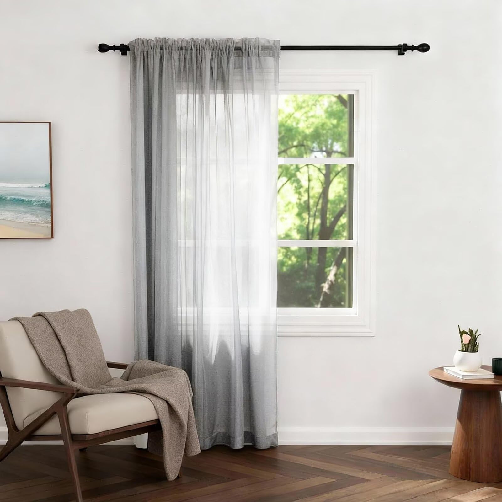 Zdada Net Curtains for Windows 72 Drop, Silver Voile Curtains 1 Panel — image 1
