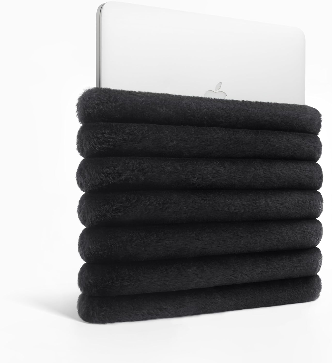 Comfyable Puffy Laptop Sleeve 13 14 15 Inch, Compatible with MacBook Air/Pro M5 M4 M3 M2 Pro/Max 2026, 13" MacBook Neo A18, Soft Faux Fur Fluffy Plush Furry Pillow Case for Computer, Black