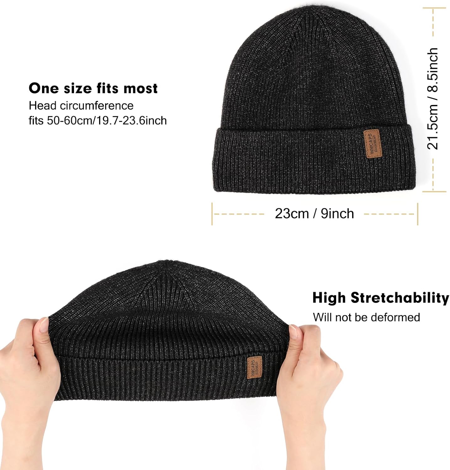 Wmcaps Winter Beanie for Men Women, Fleece Lined Beanie Soft Warm Knit Hat Ski Stocking Cuffed Cap - Image 3