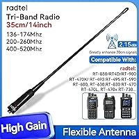 Vista 2 de Radtel Antena flexible Tri-Band RHD-771S 144/ 220/430Mhz 35cm/13.7inch SMA Antena blanda plegable hembra compatible con radios Baofeng Radtel