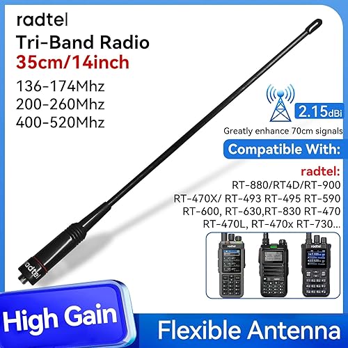 Miniatura 2 de Radtel Antena flexible Tri-Band RHD-771S 144220430Mhz 35cm13.7inch SMA Antena blanda plegable hembra compatible con radios Baofeng Radtel RT-910B