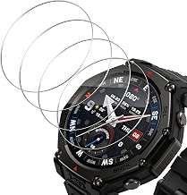 4 Pieces Screen Protector for Amazfit T-Rex 3 Pro Tempered Glass Film, 9H Hardness Ultra Thin HD Protective Film (Transparent)