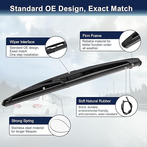 Miniatura 4 de X AUTOHAUX Limpiaparabrisas trasero de 10.827 in de 11 pulgadas para Dodge Nitro para GMC Acadia