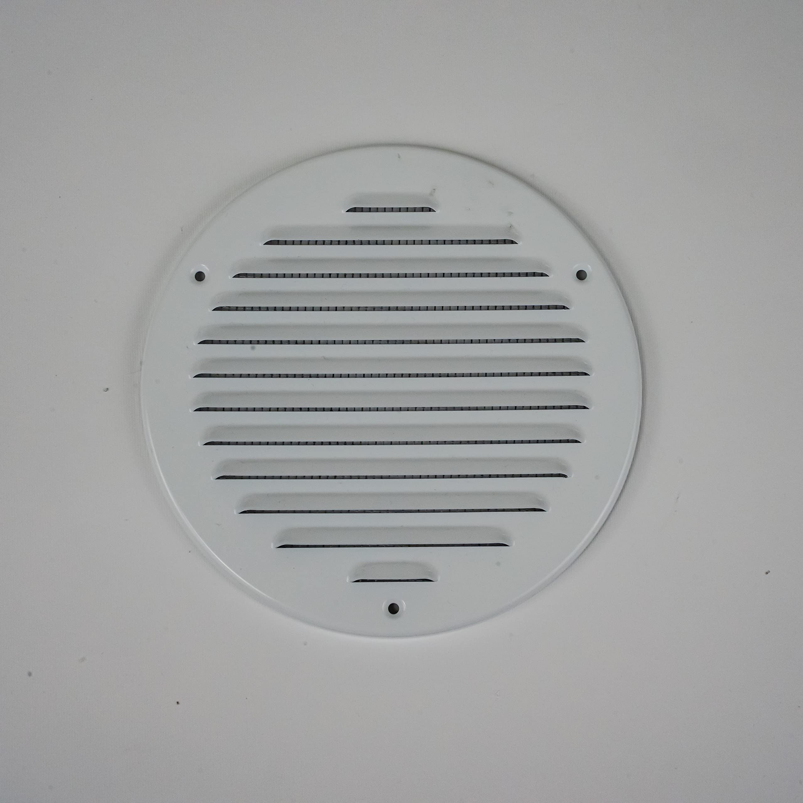 ECOPRO VENT White Metal 6'' Inch Round Ventilation Grille - Inside/Outside use - (Grille: 6''Ø/Cover Area: 7.25''Ø) - Air Vent Louver - Available 4 Sizes / 2 Types / 1 Color.