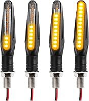 YGDMD 4PCS Ultra-Bright 12-LED Sequential Flow Motorcycle Turn Signals, Waterproof 12V Front Rear Blinker Lights