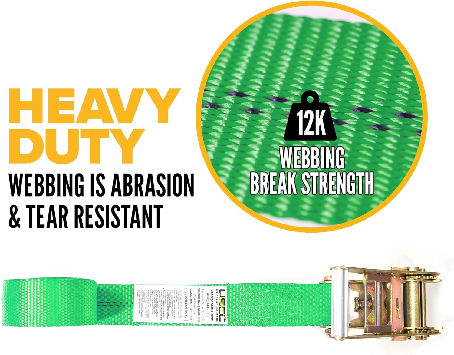 US Cargo Control Endless Ratchet Straps (2-Pack), 2 Inch Wide x 20 Foot Long, Green, 3,333 lbs Working Load Limit, Hookless Ratchet Straps