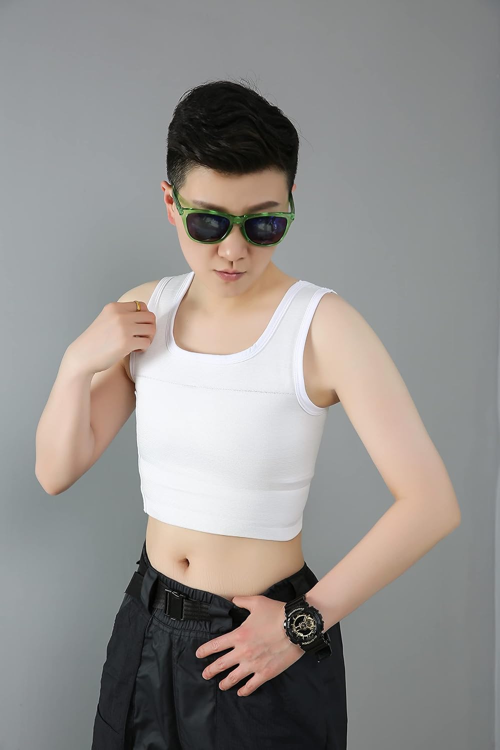 Chest Binder 20CM Super Elastic Band Tank Top Shapewear for Tomboy Trans Lesbian