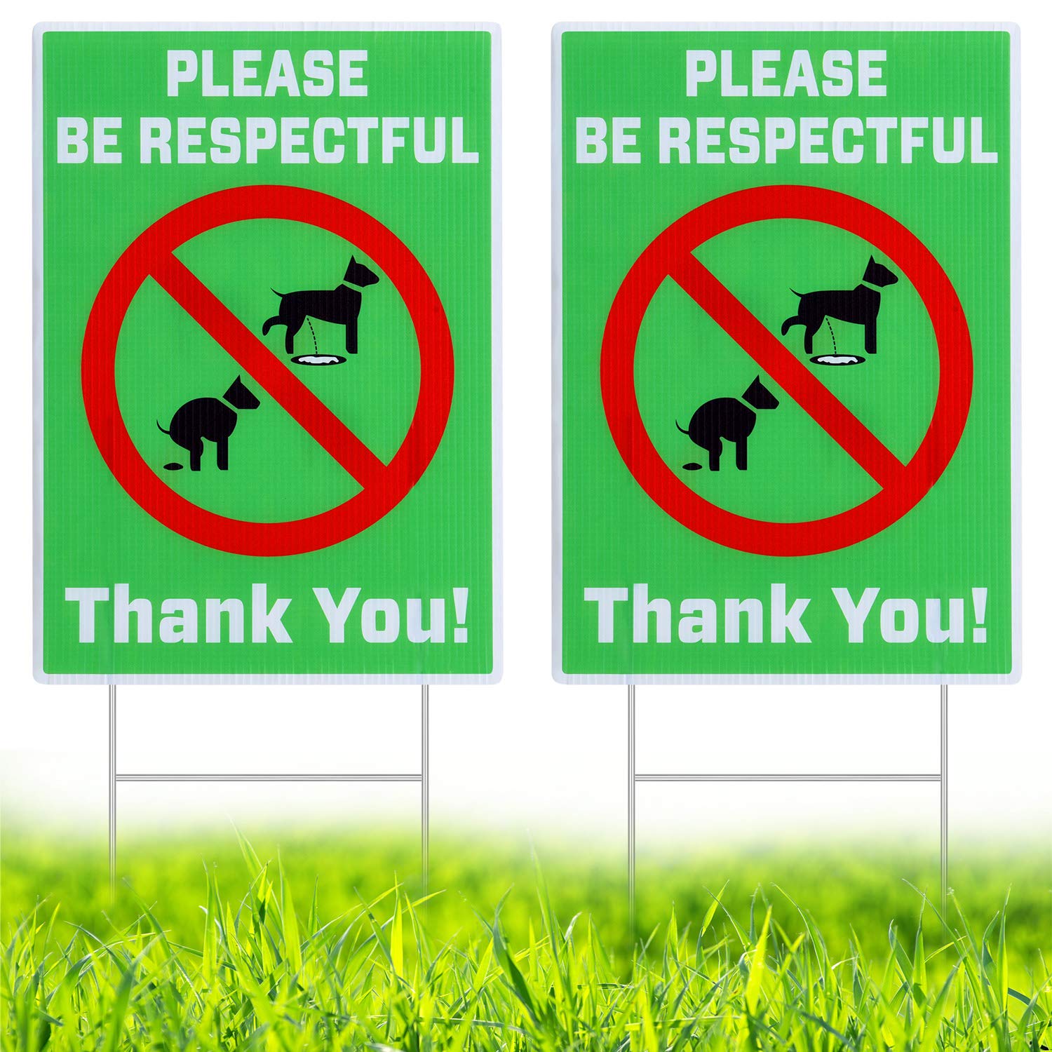 MUXYH No Dog Peeing/Pooping Sign 2 Pack, Please Be Respectful, Stop