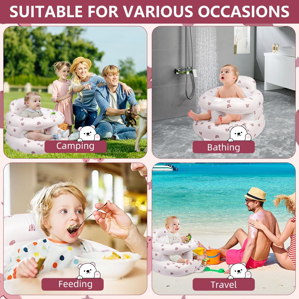 Bambini Seggiolino Gonfiabile, Portatile Sedia Gonfiabile Divano Schiena Divano Estivo Seggiolino Gonfiabile Bambini con Bastone da Dentizione Sofa Morbido di Sicurezza Pompa D'aria Integrata D