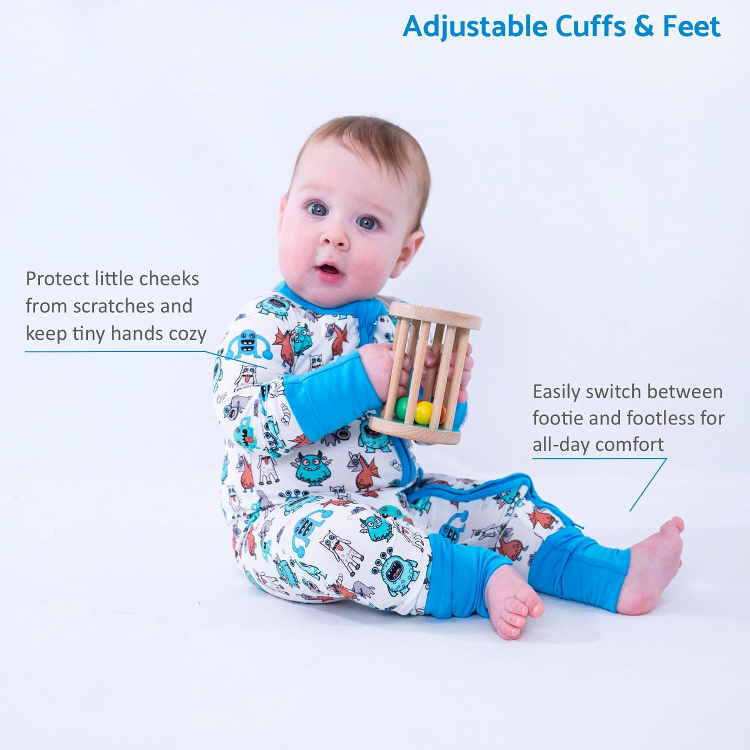 LollyBanks Baby Pajamas, Long Sleeve Baby Romper with 2-Way Zipper, 95% Viscose from Bamboo and 5% Spandex, Infant Sleepers