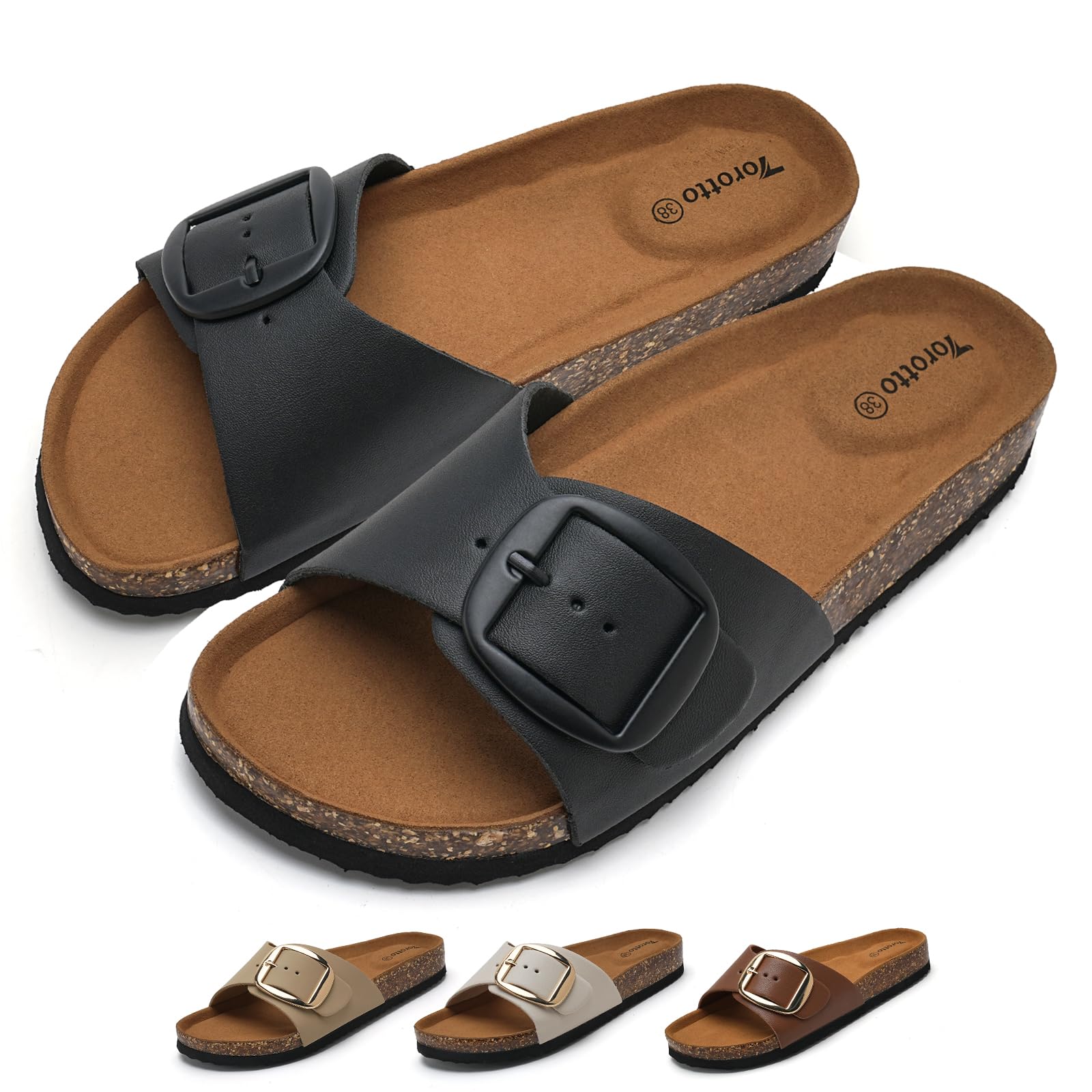 Torotto Pantoletten Damen Sandalen Latschen Schlappen Hausschuhe Bequeme Verstellbare Schnalle