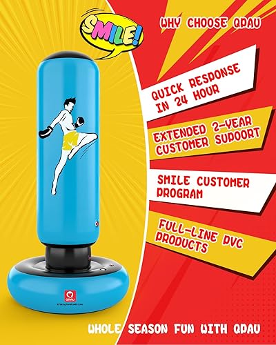 Miniatura 7 de QPAU Kids Punching Bag Toy with Boxing Gloves, 66 Inch Larger Stable Kids Inflatable Boxing Bag Set, Gifts for Boys & Girls Age 6-12, for Practicing
