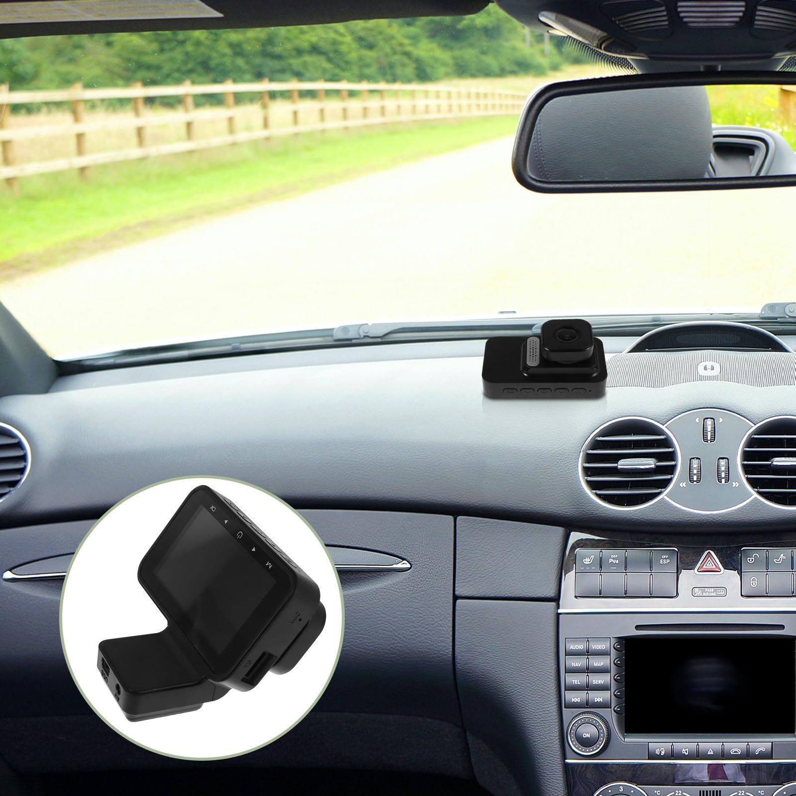 Dash Cam Doppia per Auto con Visione Notturna, Nero ABS