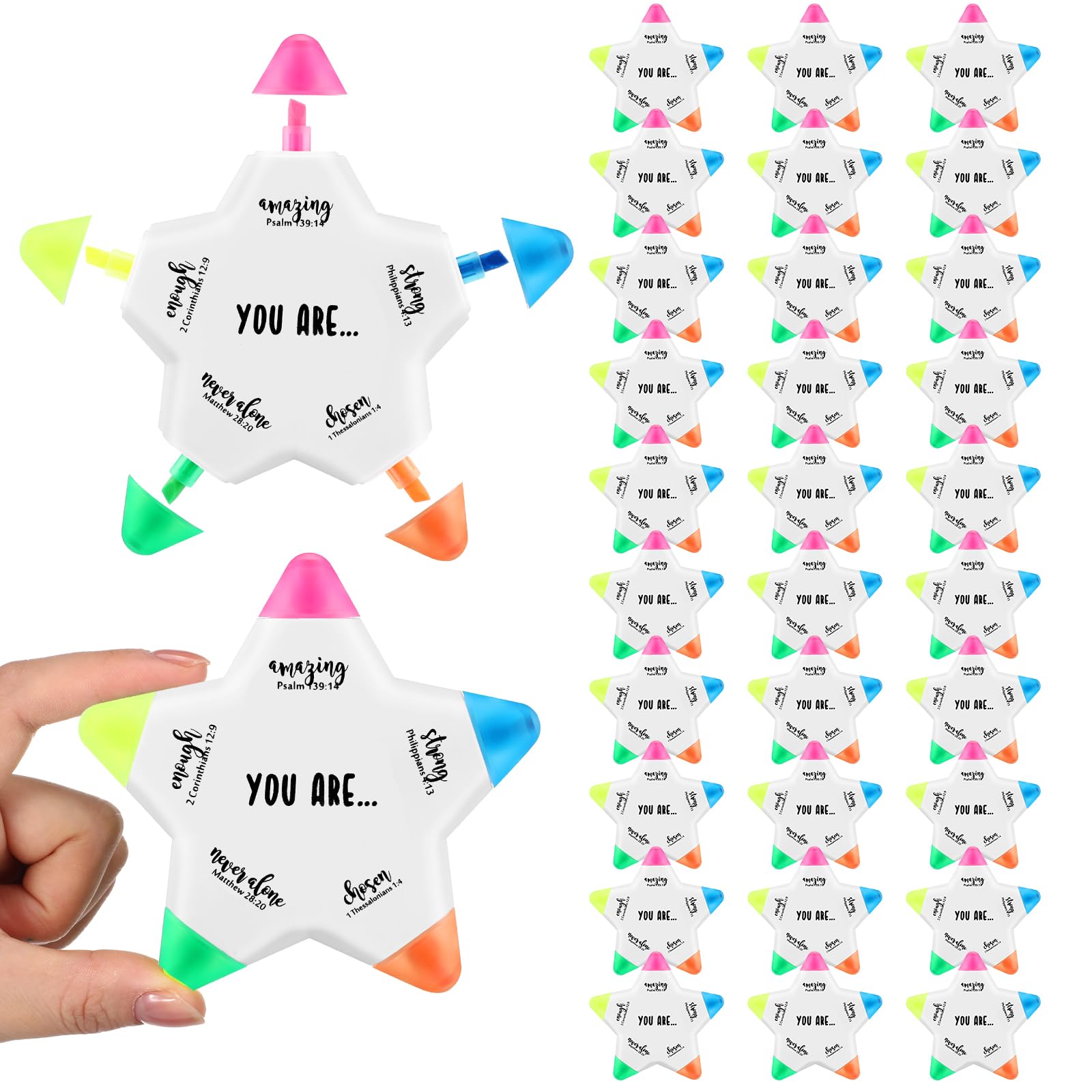 Chivertion 30 Pcs Christian Gifts Bible Highlighters and Pens No Bleed Inspirational Highlighters Brush Tip Bulk Church Gift Bible Study Supplies
