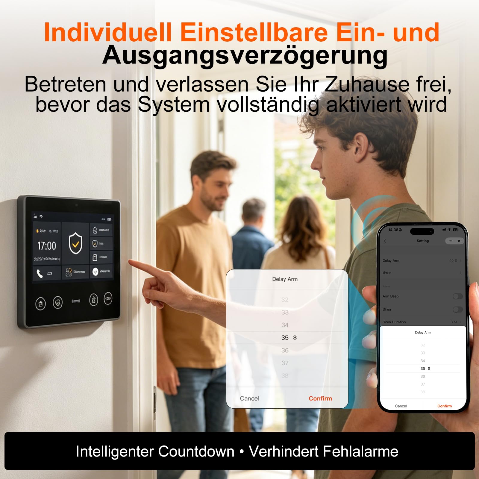 XUK 4,3'' Alarmanlage Haus & Wohnung ohne ABO, 4G + WLAN (2,4 GHz), Alarmsystem mit App, Alexa & Google kompatibel, erweiterbar (13-teiliges Set)