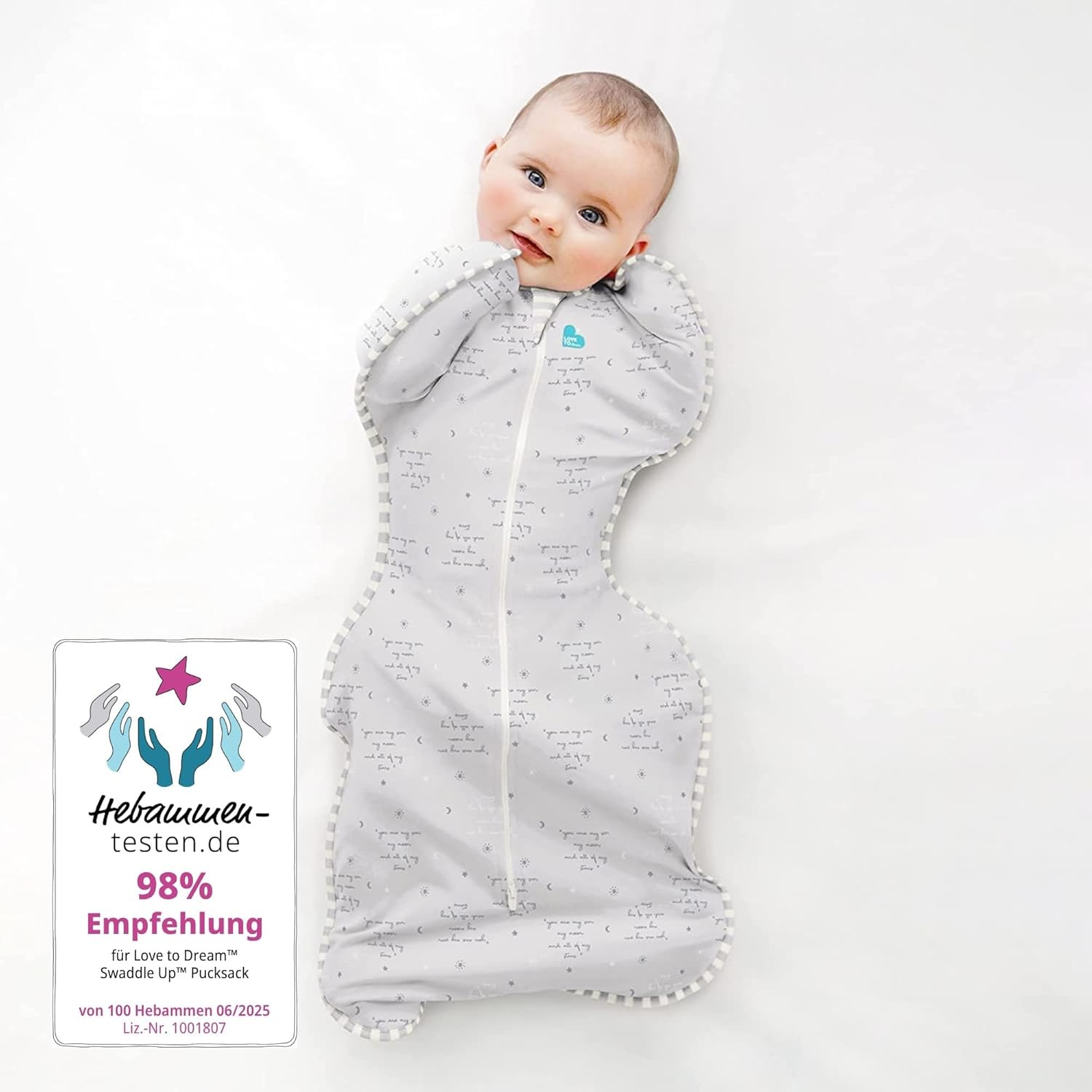 Love to Dream Swaddle, Baby Sleep Sack - Swaddle Up Self-Soothing Swaddles for Newborns, Snug Fit Helps Calm Startle Reflex, Lite 0.2 Tog Sleep Sack, 5-8.5 lbs, Gray
