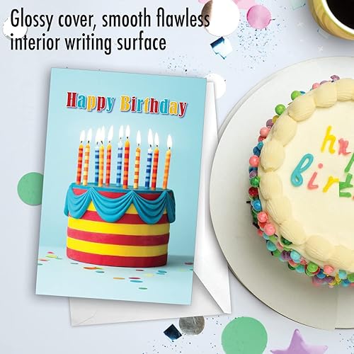 Miniatura 5 de NobleWorks - Tarjeta de papel de cumpleaños con sobre de 5 x 7 pulgadas (1 tarjeta) Pasteles Brillantes - de cumpleaños - Rayas C10346ABDG