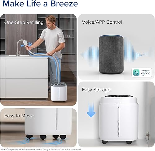 Miniatura 6 de LEVOIT Humidificadores evaporativos inteligentes superiores 6000S para toda la casa del hogar hasta 3000 pies cuadrados, 6 galones, duración de 72