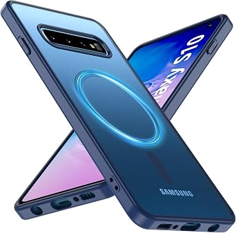 Magnetic for Samsung Galaxy S10 Phone Case, S10 4G-NOT 5G Compatible with Magsafe, Shockproof Military Grade Drop Protection, Translucent Matte Slim Rugged Cover Shockproof Case for S10, Blue