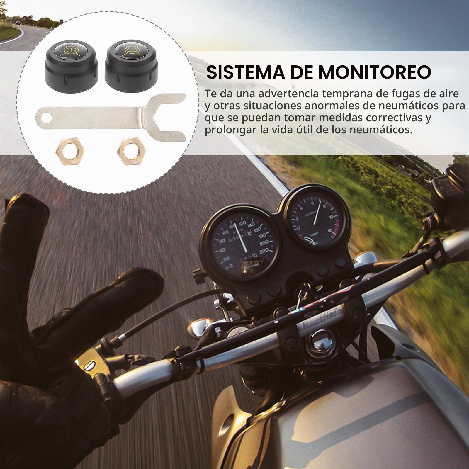 Tpms Monitor De Presión Neumáticos para Motocicleta Sensores Externos y Alarma De Temperatura En Real
