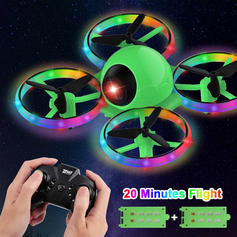 Dwi Dowellin 6.3 Inch 10 Minutes Long Flight Time Mini Drone for Kids with Blinking Light One Key Take Off Spin Flips RC Nano Quadcopter Toys Drones for Beginners Boys and Girls, Green