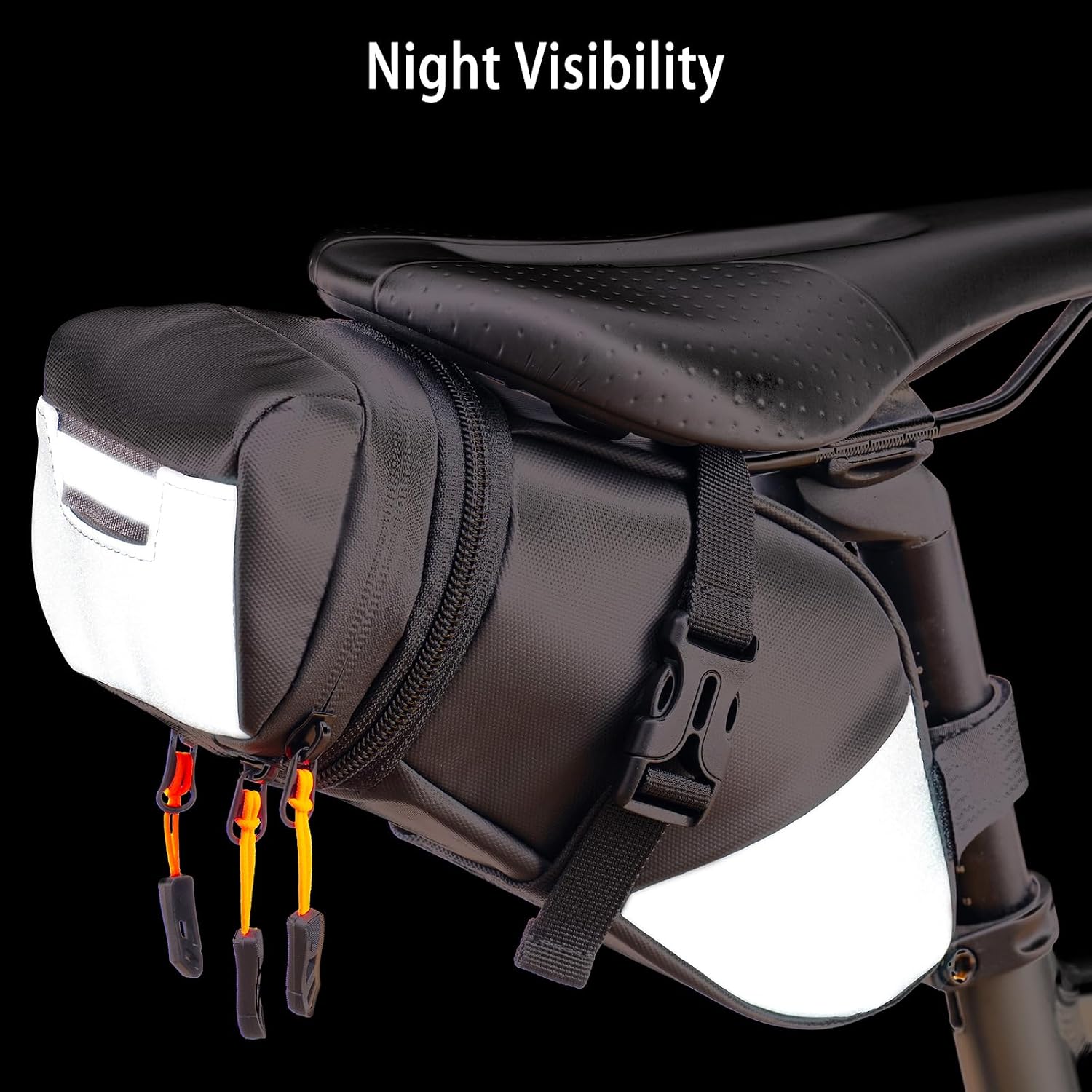 Bike Seat Bag, Water-resistant Bicycle Saddle Bag with Reflective Strap, Expandable Capacity Cycling Under Seat Pouch 1.5-2 L, Bike Seat Pack for Mountain Road Bikes and Commuters