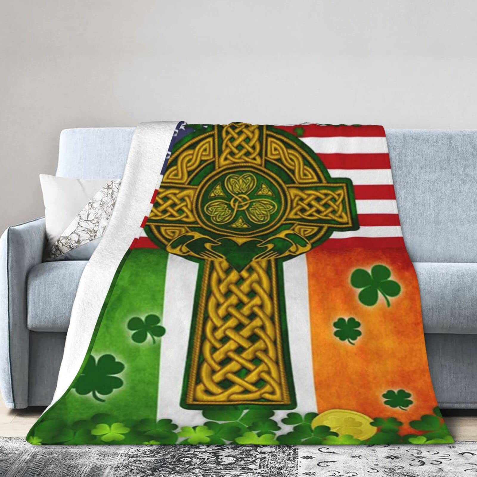 Lsjuee Flannel Fleece Blanket 50"X40" Irish My Nation My Heritage Sofa Throw Blanket Quality Ultra-Soft Travel Spring Blankets for Kids Keep Warm