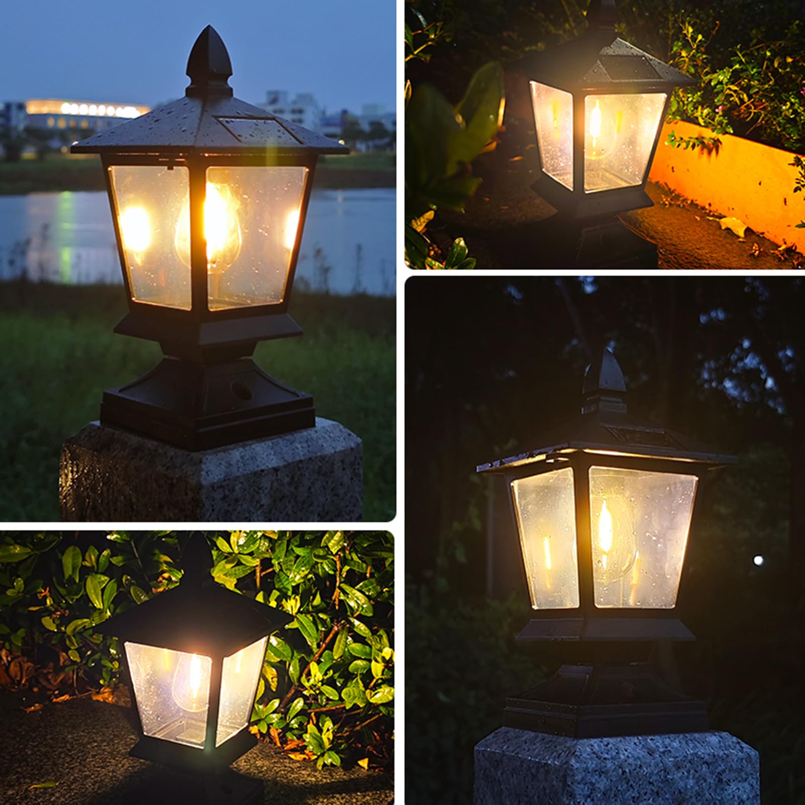TFixol Luz solar de jardín de paisaje para valla de villa, pilar, con energía solar, fácil instalación, 2 unidades