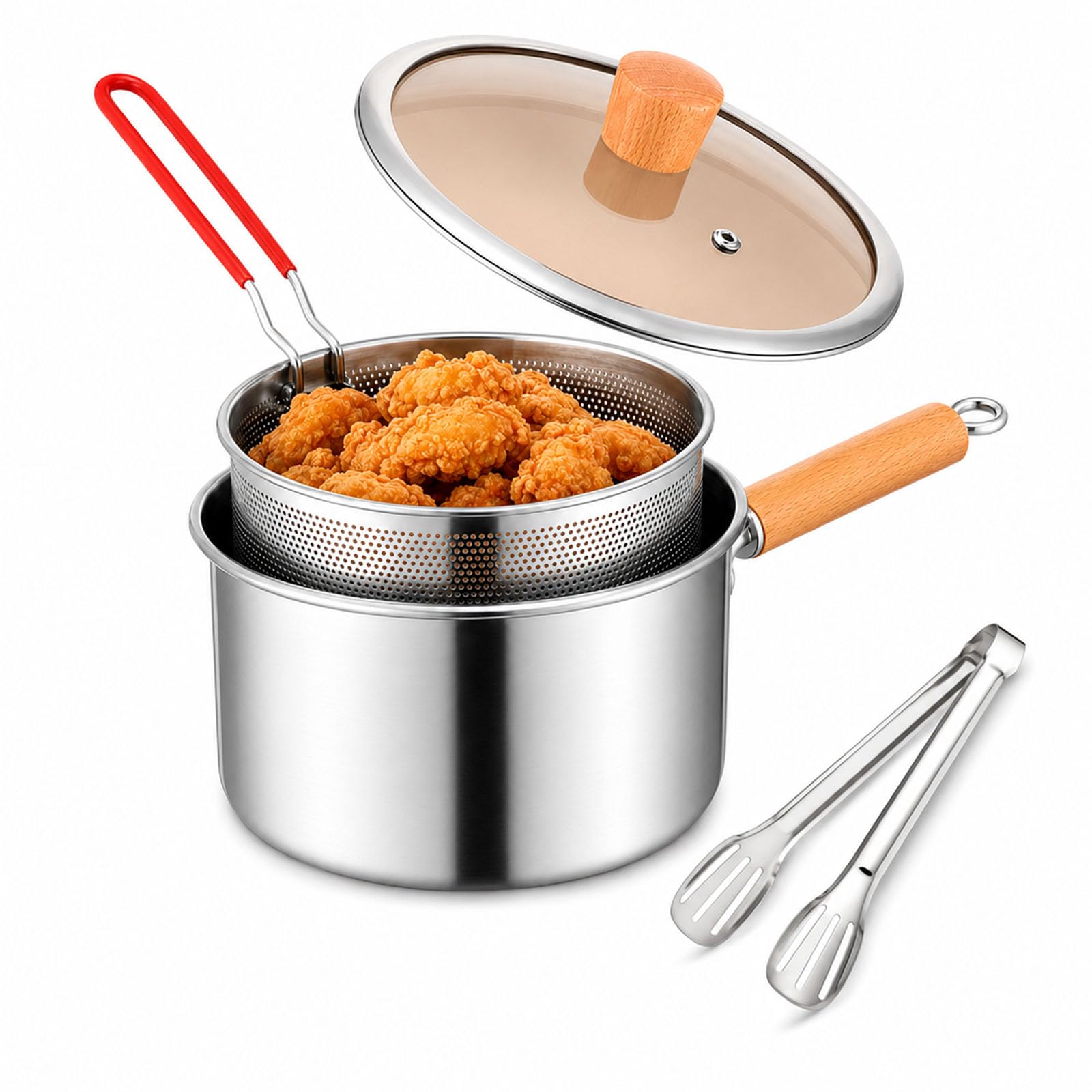 304 Edelstahl Fritteusentopf Multifunktional zum Dämpfen und Kochen (Style-B)