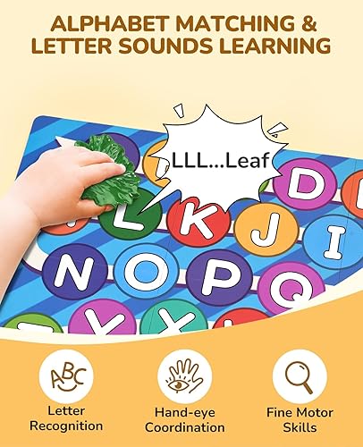 Miniatura 8 de Caja misteriosa del alfabeto para niños, 52 piezas de clasificación de letras a juego, actividades de juego de letras, sonidos de letras, juguetes
