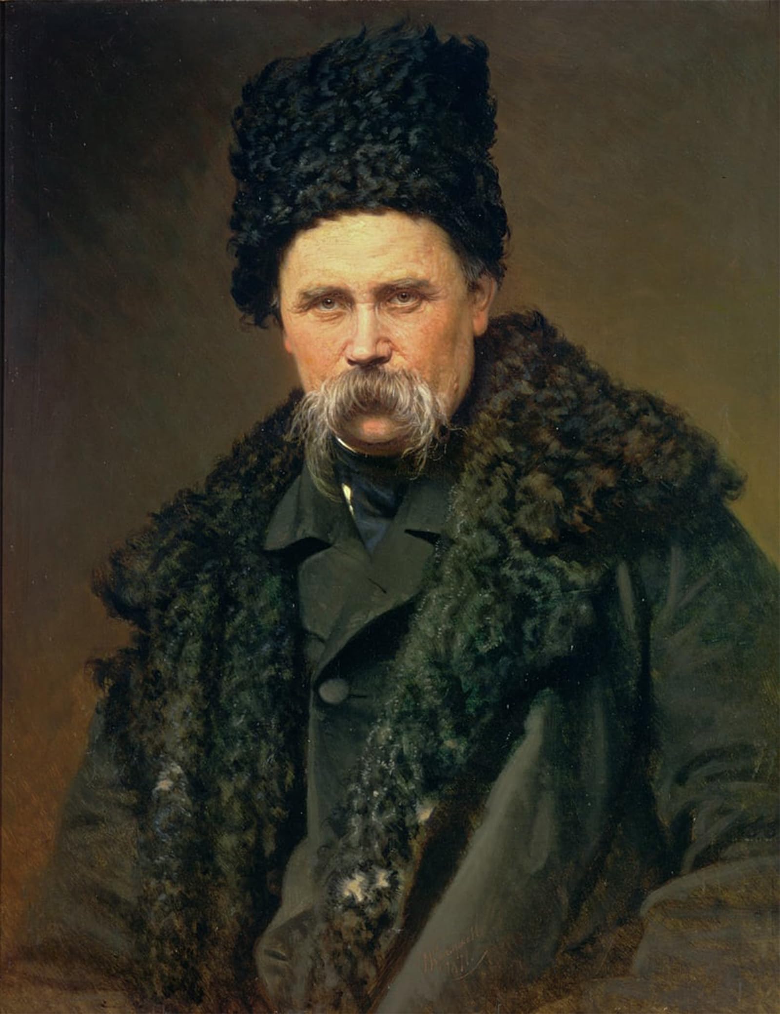 POSTERIIk Famous Modern Artwork Art Mural Portrait of the Ukranian Author Taras Grigorievich Shevchenko by Ivan Nikolaevich Kramskoy Oil Paintings Pictures for Home Decor 60x90cm