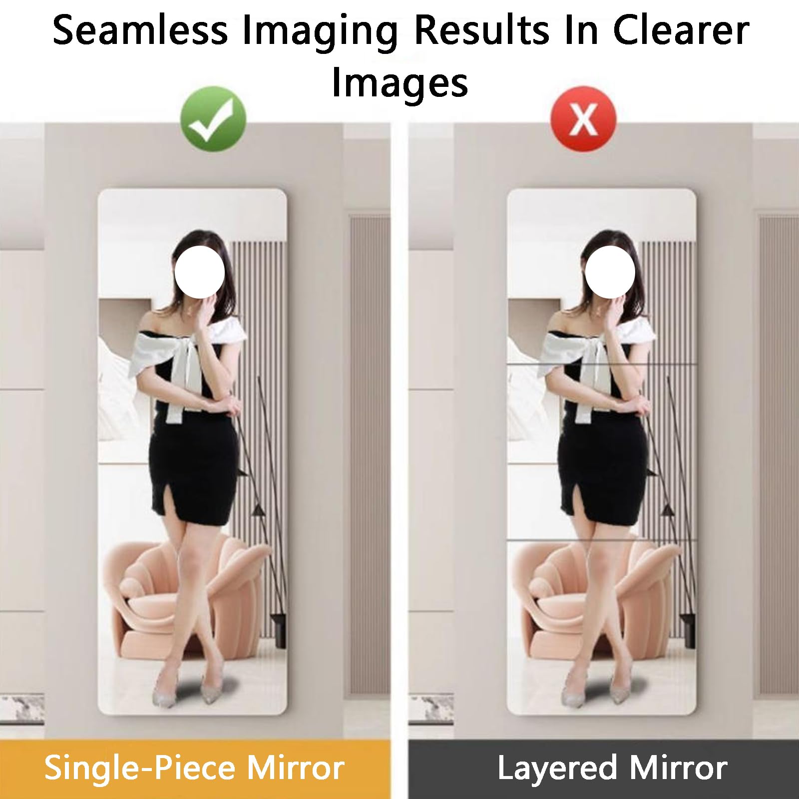 Miroirs muraux autocollants en acrylique pour chambre à coucher - Longs miroirs de danse - Panneaux de miroir décoratifs en acrylique pour la maison, le fitness et la décoration intérieure