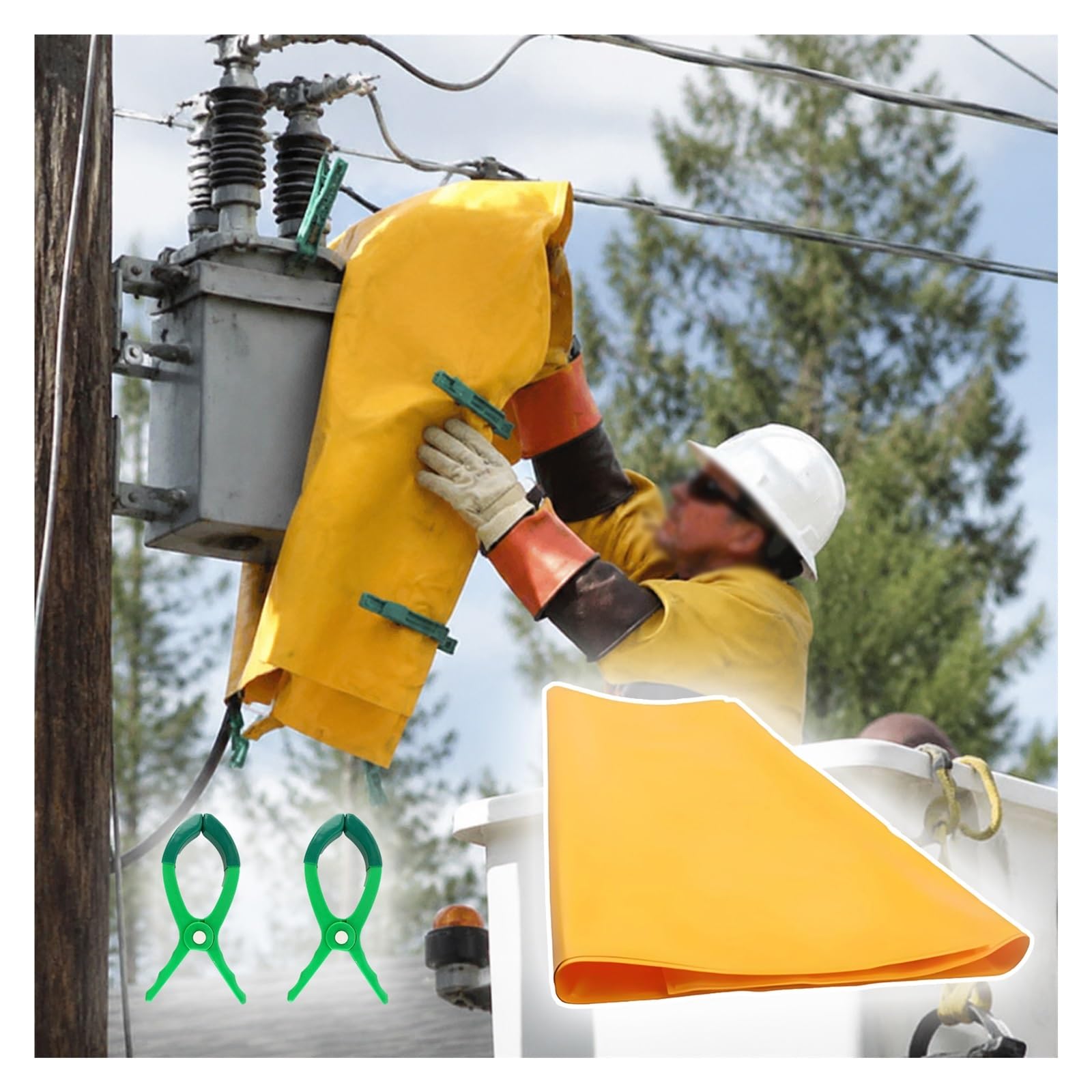 High-voltage insulation blanket Dielectric Safety Blanket for High Voltage Maintenance, Electrical Insulation Mat, Flexible Anti‑Shock Protective Blanket with Fixing Clips(0.4KV,31.5x23.6in (80x60cm))